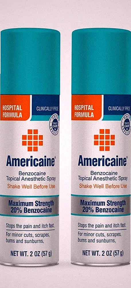 2 Pack Americaine Spray Benzocaine Topical Anesthetic Spray 2Oz (57 g) Each