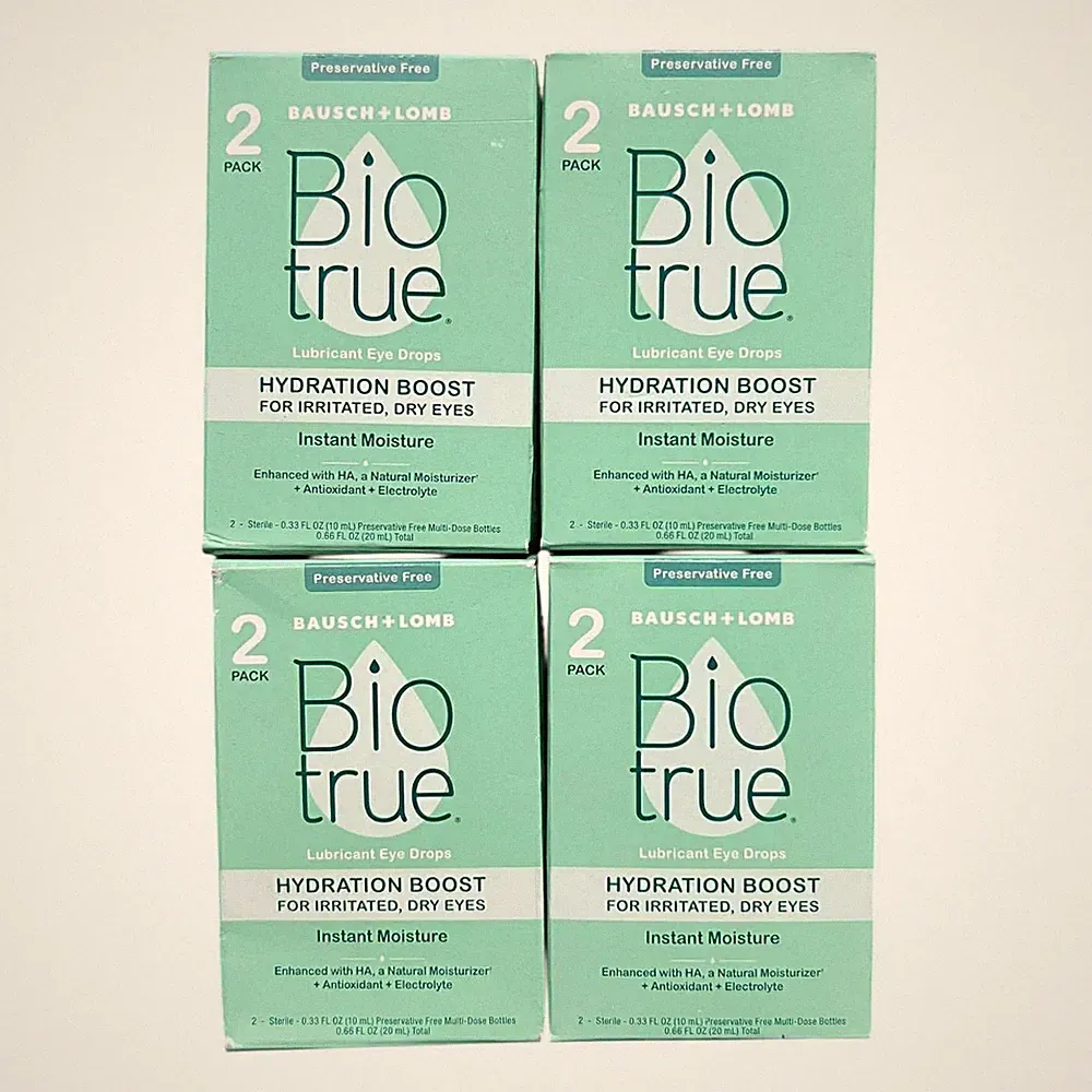 FOR 4 Twin Biotrue Hydration Boost Drops Preservative Free .33 FL OZ (10mL) 2026