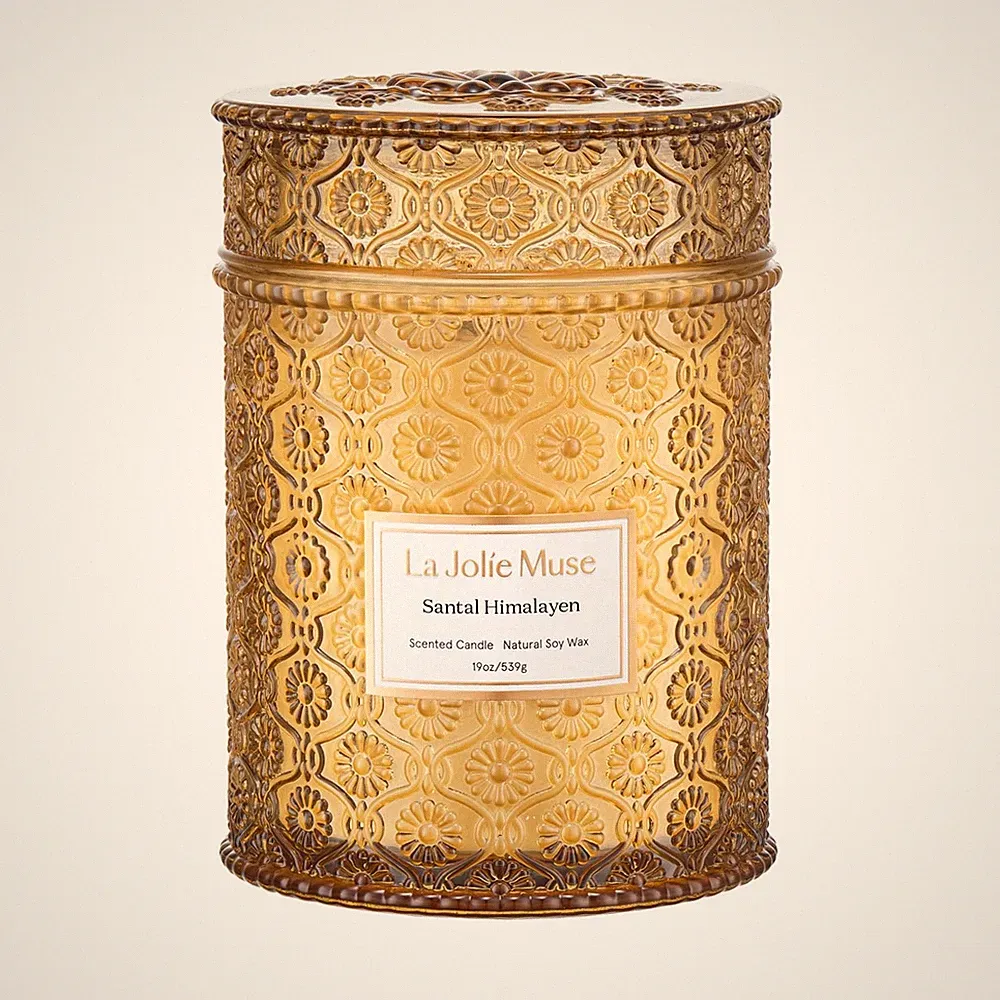 LA JOLIE MUSE Wood Wick Soy Candle, Sandalwood & Patchouli Scent, Large Home Fra
