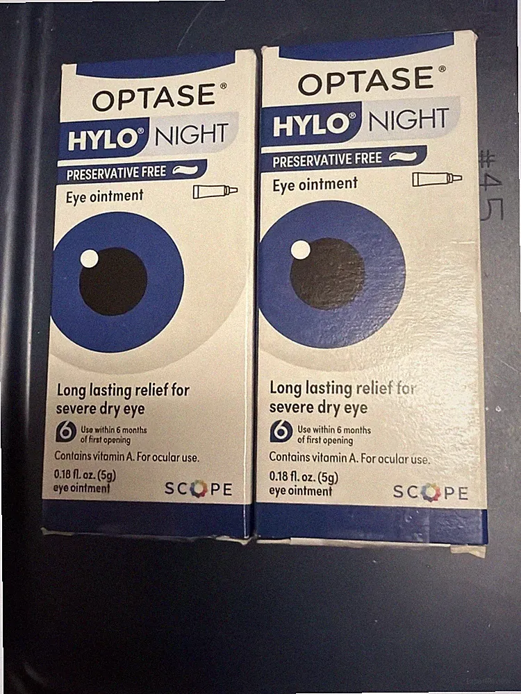 Lot Of 2 Optase Hylo Night Eye Ointment - Preservative Free Lubricant Exp 2028
