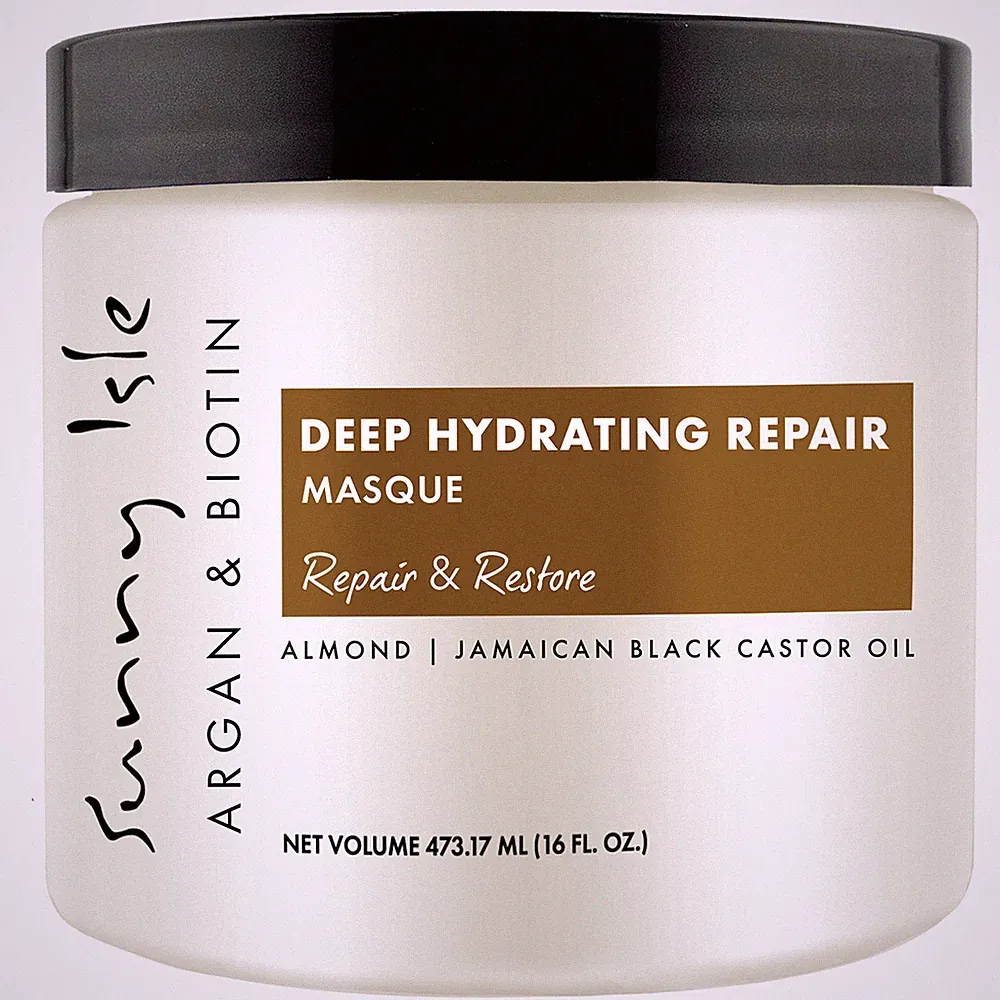 Sunny Isle Argan & Biotin Hair Masque 16oz Deep Hydrating Repair Treatment